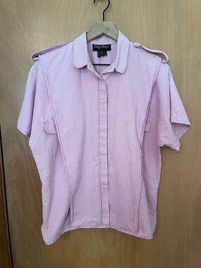 Vintage Kelly Harper Pink Linen Cotton Layered Button Down Size L/XL